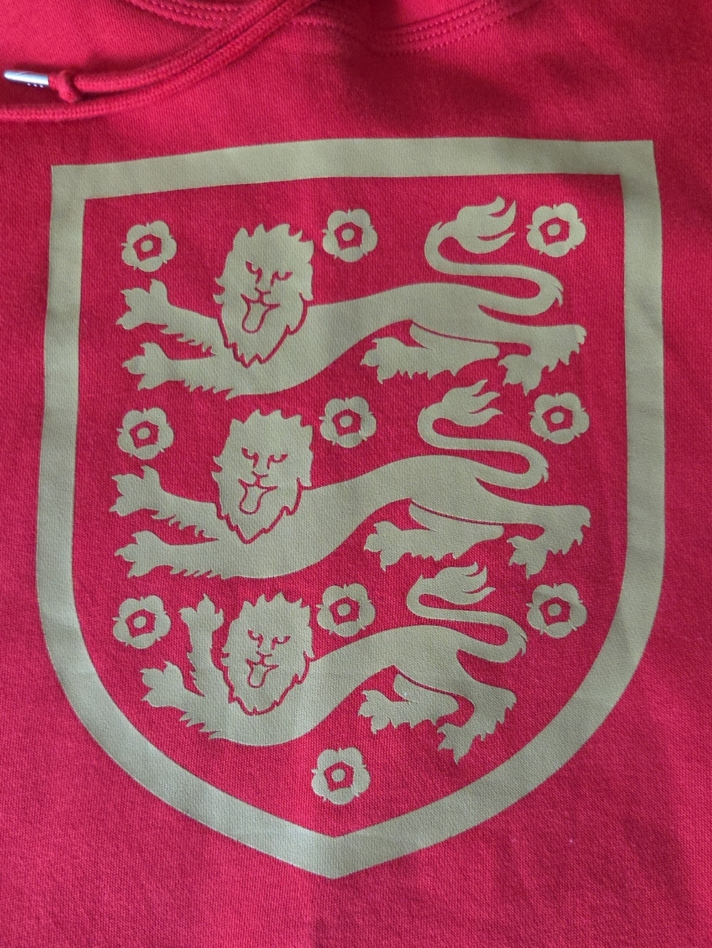 England 3 Lions Nike Soccer Hoodie. Size Large, Red & Gold. - Picture 2 of 6
